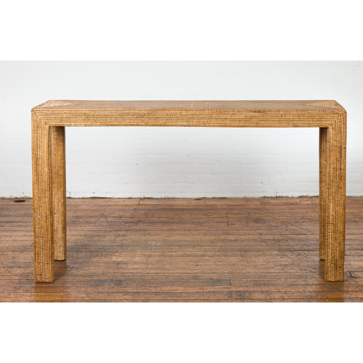 Rectangular Vintage Woven Rattan Console Table | FEA Home