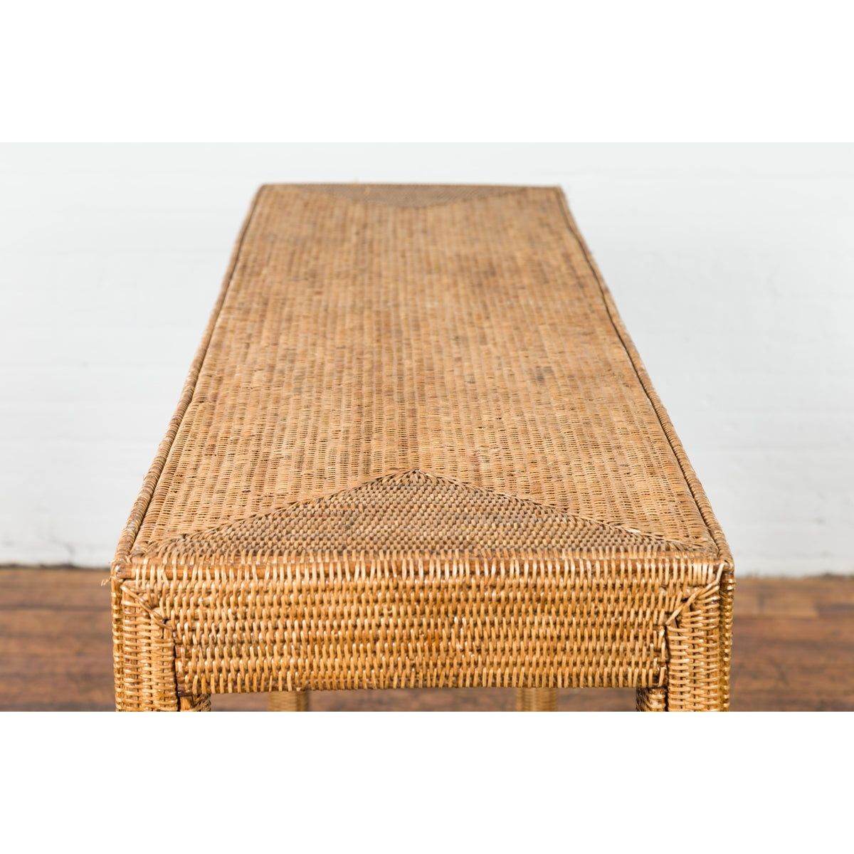 Rectangular Vintage Woven Rattan Console Table | FEA Home
