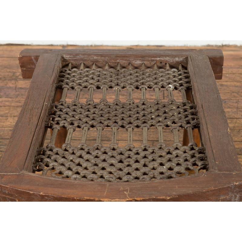 Rustic 19th Century Indian Iron Window Grate Made Into a Coffee Table-YN7586-10. Asian & Chinese Furniture, Art, Antiques, Vintage Home Décor for sale at FEA Home