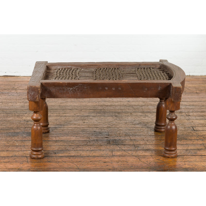 Rustic 19th Century Indian Iron Window Grate Made Into a Coffee Table-YN7586-11. Asian & Chinese Furniture, Art, Antiques, Vintage Home Décor for sale at FEA Home