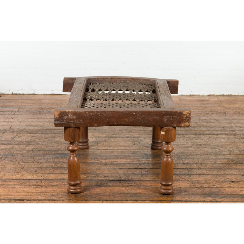 Rustic 19th Century Indian Iron Window Grate Made Into a Coffee Table-YN7586-12. Asian & Chinese Furniture, Art, Antiques, Vintage Home Décor for sale at FEA Home