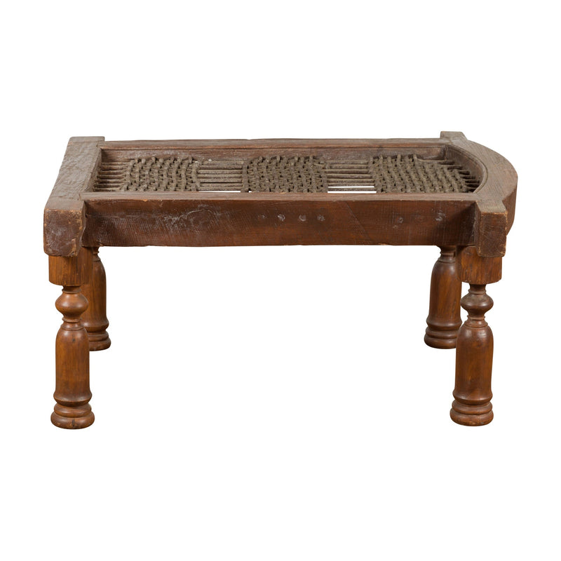 Rustic 19th Century Indian Iron Window Grate Made Into a Coffee Table-YN7586-1. Asian & Chinese Furniture, Art, Antiques, Vintage Home Décor for sale at FEA Home