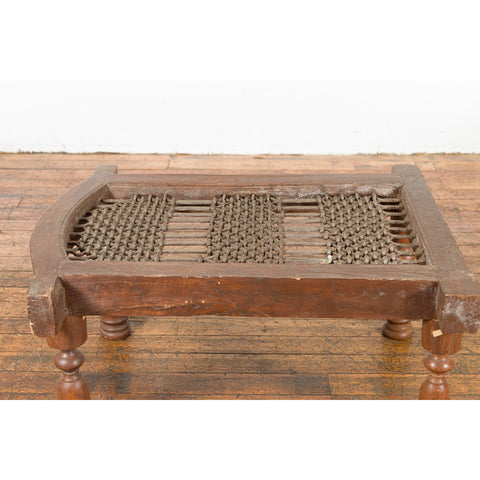 Rustic 19th Century Indian Iron Window Grate Made Into a Coffee Table