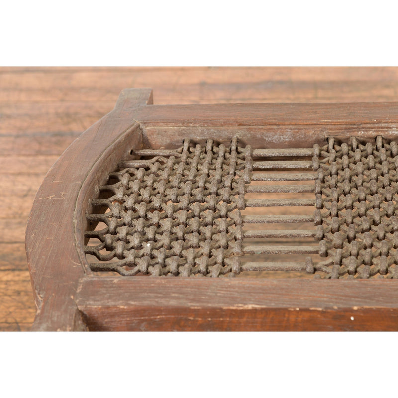 Rustic 19th Century Indian Iron Window Grate Made Into a Coffee Table-YN7586-6. Asian & Chinese Furniture, Art, Antiques, Vintage Home Décor for sale at FEA Home