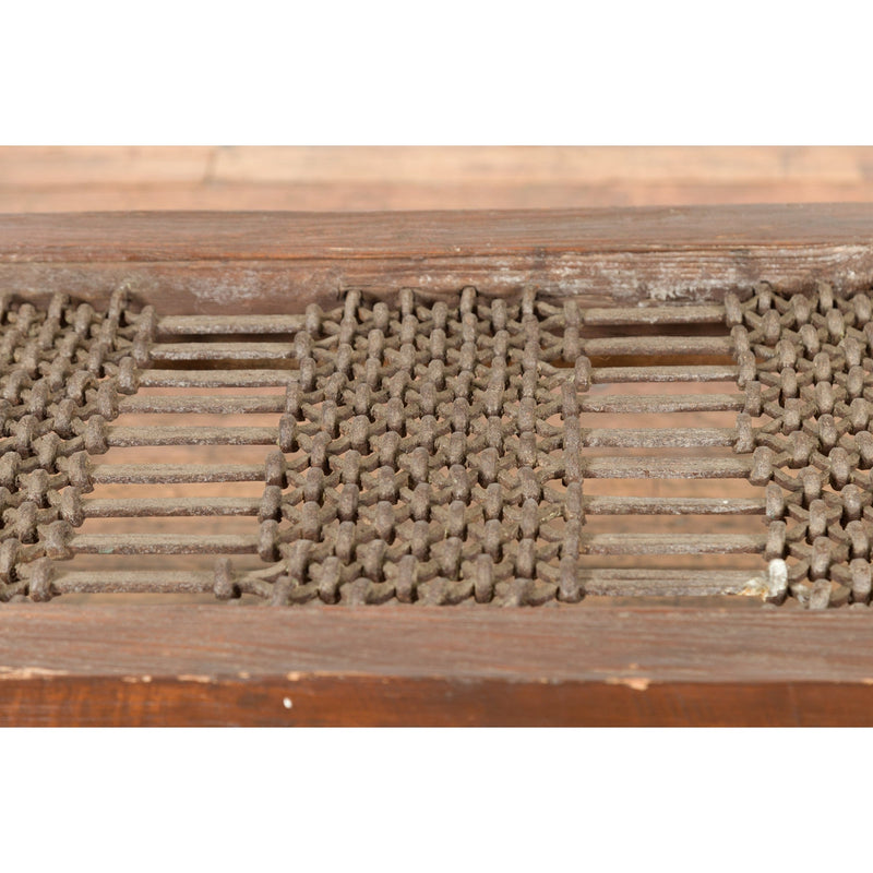 Rustic 19th Century Indian Iron Window Grate Made Into a Coffee Table-YN7586-7. Asian & Chinese Furniture, Art, Antiques, Vintage Home Décor for sale at FEA Home