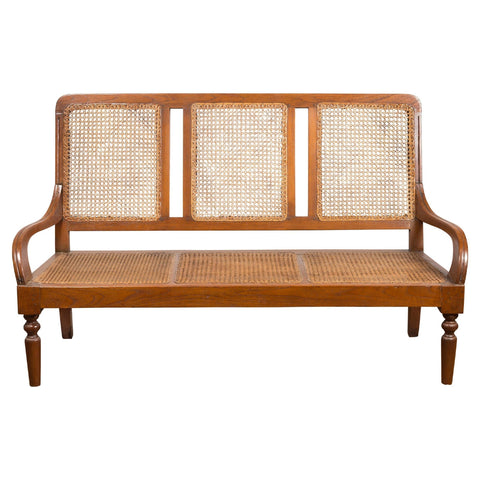 Woven Rattan Antique Settee-YN7598-1-Unique Furniture-Art-Antiques-Home Décor in NY