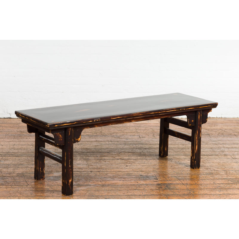 Chinese Qing Dynasty Low Table or Bench with Custom Dark Brown Lacquer Finish-YN7601-13. Asian & Chinese Furniture, Art, Antiques, Vintage Home Décor for sale at FEA Home