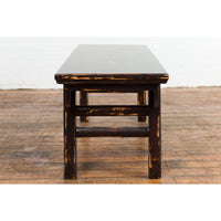 Chinese Qing Dynasty Low Table or Bench with Custom Dark Brown Lacquer Finish