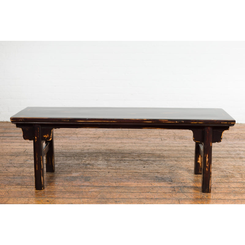 Chinese Qing Dynasty Low Table or Bench with Custom Dark Brown Lacquer Finish-YN7601-16. Asian & Chinese Furniture, Art, Antiques, Vintage Home Décor for sale at FEA Home