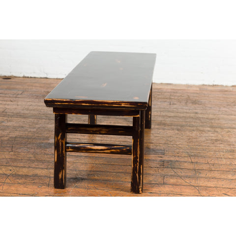 Chinese Qing Dynasty Low Table or Bench with Custom Dark Brown Lacquer Finish-YN7601-17. Asian & Chinese Furniture, Art, Antiques, Vintage Home Décor for sale at FEA Home