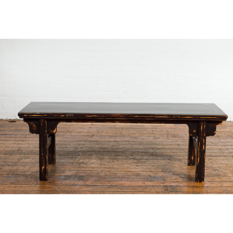 Chinese Qing Dynasty Low Table or Bench with Custom Dark Brown Lacquer Finish-YN7601-2. Asian & Chinese Furniture, Art, Antiques, Vintage Home Décor for sale at FEA Home