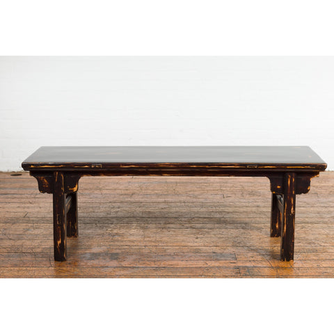 Chinese Qing Dynasty Low Table or Bench with Custom Dark Brown Lacquer Finish-YN7601-3. Asian & Chinese Furniture, Art, Antiques, Vintage Home Décor for sale at FEA Home