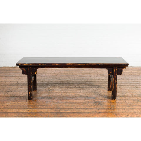 Chinese Qing Dynasty Low Table or Bench with Custom Dark Brown Lacquer Finish-YN7601-5. Asian & Chinese Furniture, Art, Antiques, Vintage Home Décor for sale at FEA Home