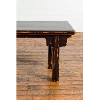 Chinese Qing Dynasty Low Table or Bench with Custom Dark Brown Lacquer Finish