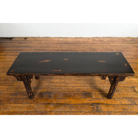 Chinese Qing Dynasty Low Table or Bench with Custom Dark Brown Lacquer Finish-YN7601-8. Asian & Chinese Furniture, Art, Antiques, Vintage Home Décor for sale at FEA Home