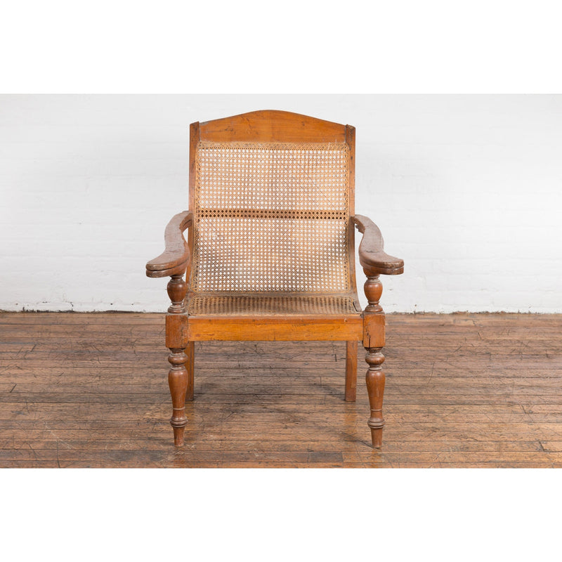 Dutch Colonial Indonesian Cane and Wood Plantation Chair with Extending Arms-YN7607-2. Asian & Chinese Furniture, Art, Antiques, Vintage Home Décor for sale at FEA Home