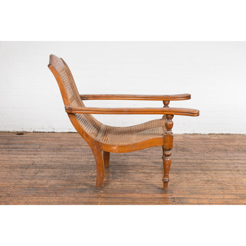 Dutch Colonial Indonesian Cane and Wood Plantation Chair with Extending Arms-YN7607-4. Asian & Chinese Furniture, Art, Antiques, Vintage Home Décor for sale at FEA Home