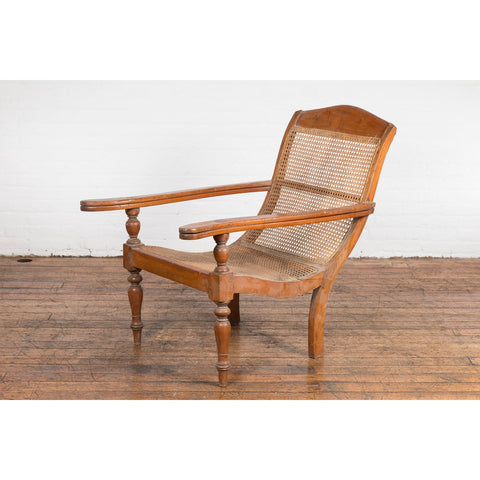 Dutch Colonial Indonesian Cane and Wood Plantation Chair with Extending Arms-YN7607-5. Asian & Chinese Furniture, Art, Antiques, Vintage Home Décor for sale at FEA Home