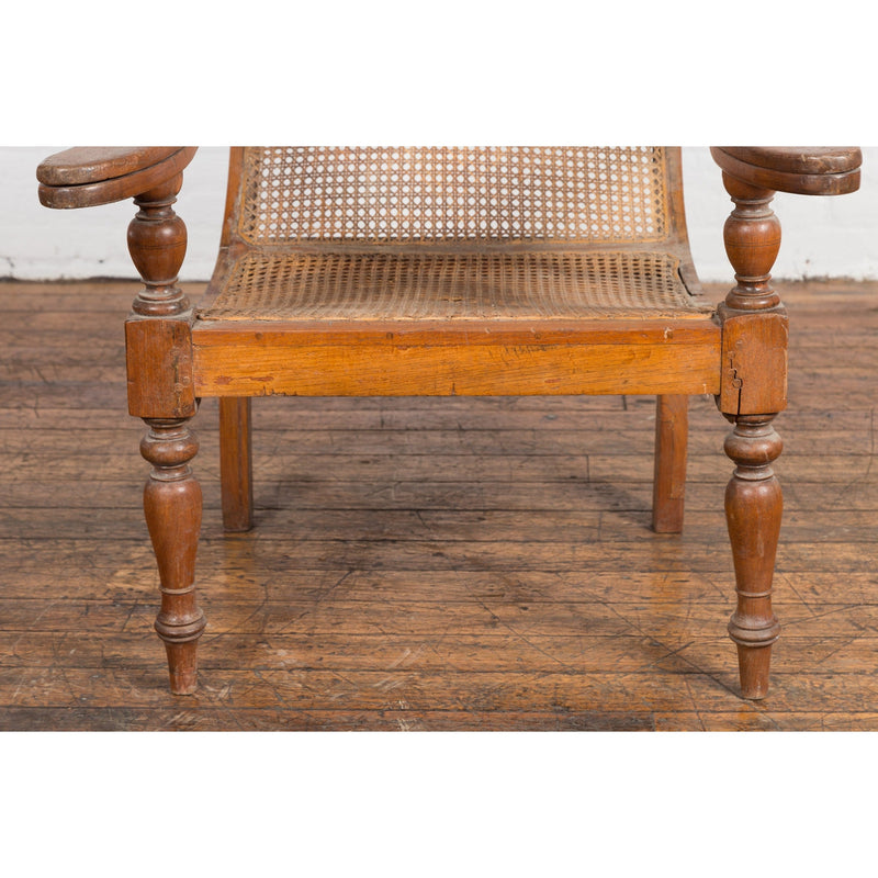 Dutch Colonial Indonesian Cane and Wood Plantation Chair with Extending Arms-YN7607-7. Asian & Chinese Furniture, Art, Antiques, Vintage Home Décor for sale at FEA Home