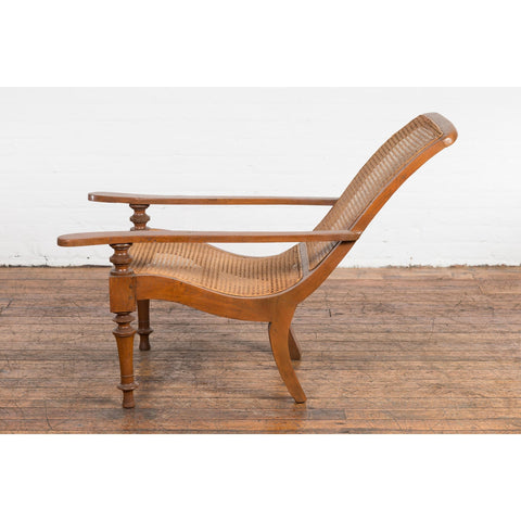 Colonial Cane and Wood Plantation Lounge Chair with Extending Arms-YN7608-12. Asian & Chinese Furniture, Art, Antiques, Vintage Home Décor for sale at FEA Home
