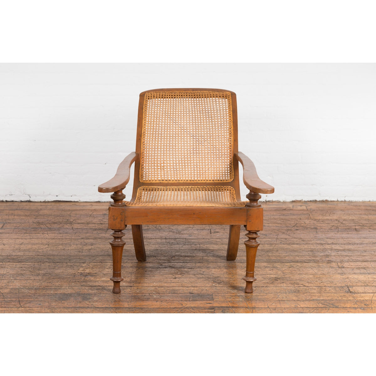 Colonial Cane and Wood Plantation Lounge Chair with Extending Arms-2. Asian & Chinese Furniture, Art, Antiques, Vintage Home Décor for sale at FEA Home