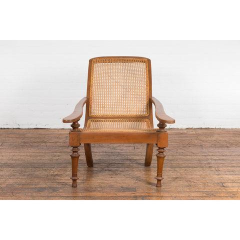 Colonial Cane and Wood Plantation Lounge Chair with Extending Arms-YN7608-2. Asian & Chinese Furniture, Art, Antiques, Vintage Home Décor for sale at FEA Home