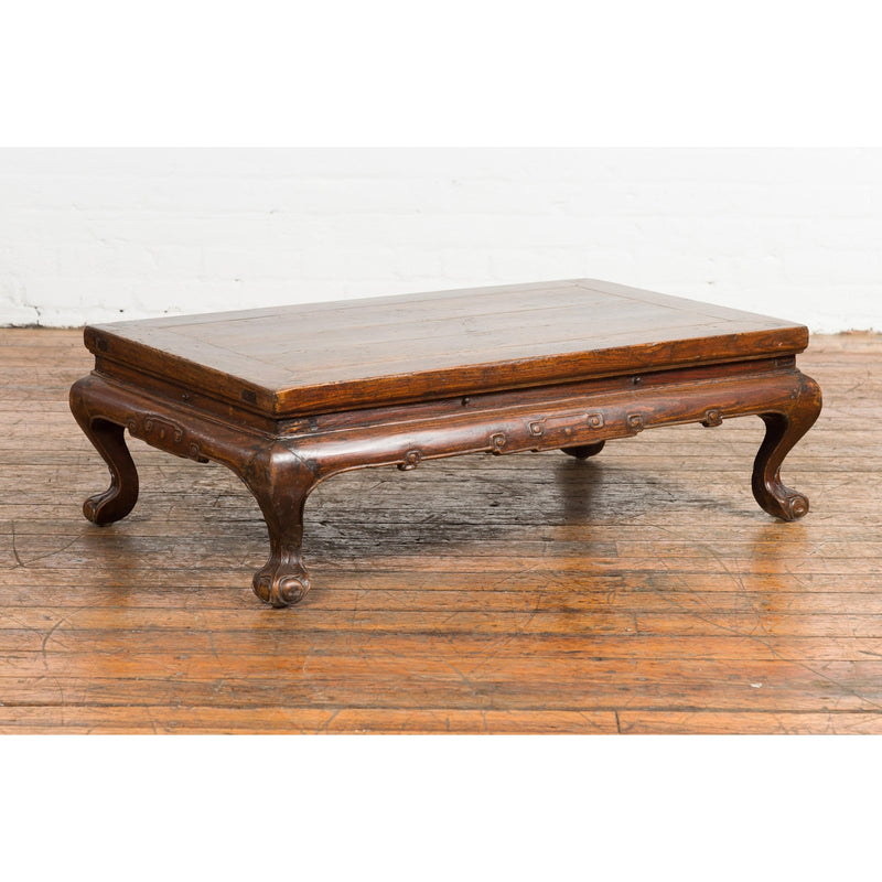 Low Rectangular Antique Coffee Table with Arched Legs-YN7620-11. Asian & Chinese Furniture, Art, Antiques, Vintage Home Décor for sale at FEA Home