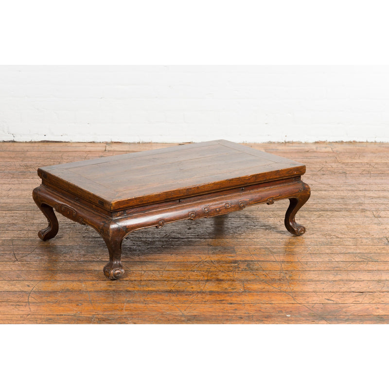 Low Rectangular Antique Coffee Table with Arched Legs-YN7620-12. Asian & Chinese Furniture, Art, Antiques, Vintage Home Décor for sale at FEA Home
