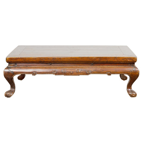 Low Rectangular Antique Coffee Table with Arched Legs-YN7620-1-Unique Furniture-Art-Antiques-Home Décor in NY