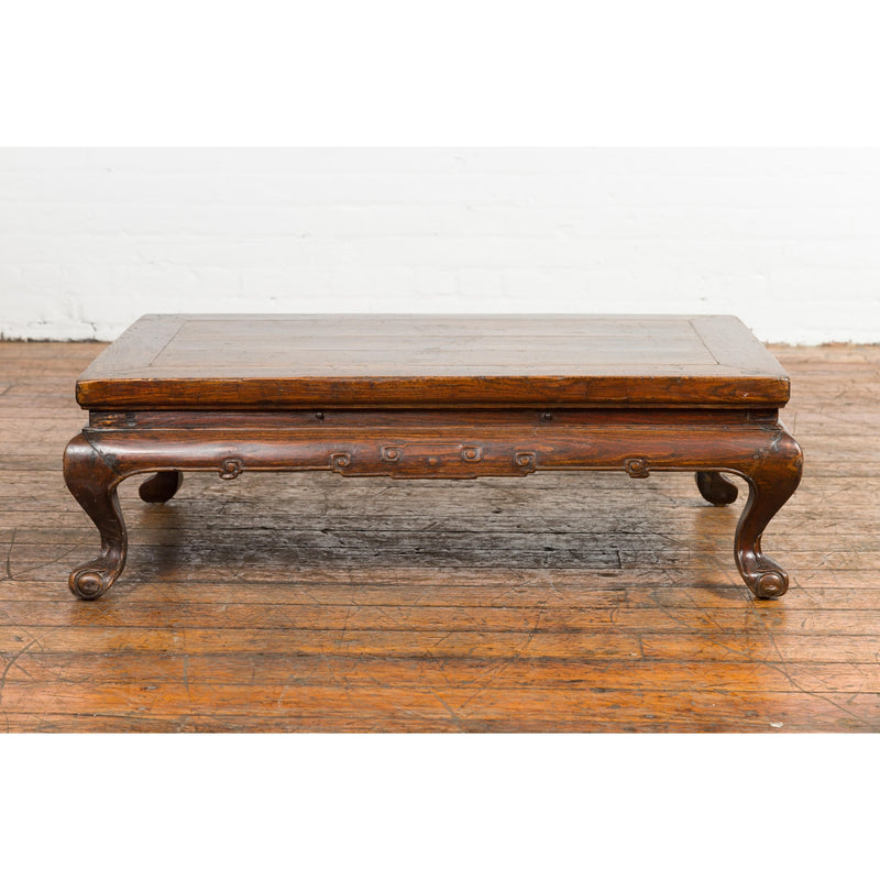 Low Rectangular Antique Coffee Table with Arched Legs-YN7620-4. Asian & Chinese Furniture, Art, Antiques, Vintage Home Décor for sale at FEA Home