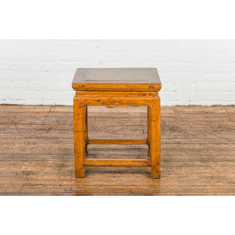 Drinks Table or Stool with Carved Apron, Horse Hoof Feet and Side Stretchers-YN7625-11. Asian & Chinese Furniture, Art, Antiques, Vintage Home Décor for sale at FEA Home