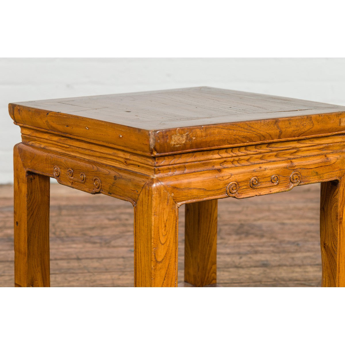 Drinks Table or Stool with Carved Apron, Horse Hoof Feet and Side Stretchers-7. Asian &amp; Chinese Furniture, Art, Antiques, Vintage Home Décor for sale at FEA Home