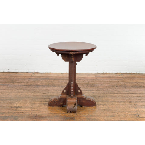Small Antique Pedestal End Table with Round Top-YN7627-14. Asian & Chinese Furniture, Art, Antiques, Vintage Home Décor for sale at FEA Home