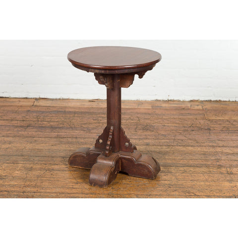 Small Antique Pedestal End Table with Round Top-YN7627-15. Asian & Chinese Furniture, Art, Antiques, Vintage Home Décor for sale at FEA Home