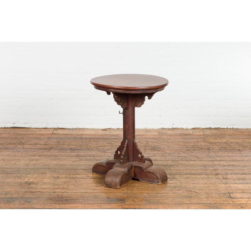 Small Antique Pedestal End Table with Round Top-YN7627-16. Asian & Chinese Furniture, Art, Antiques, Vintage Home Décor for sale at FEA Home