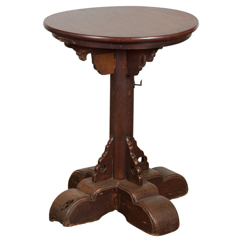 Small Antique Pedestal End Table with Round Top-YN7627-1. Asian & Chinese Furniture, Art, Antiques, Vintage Home Décor for sale at FEA Home
