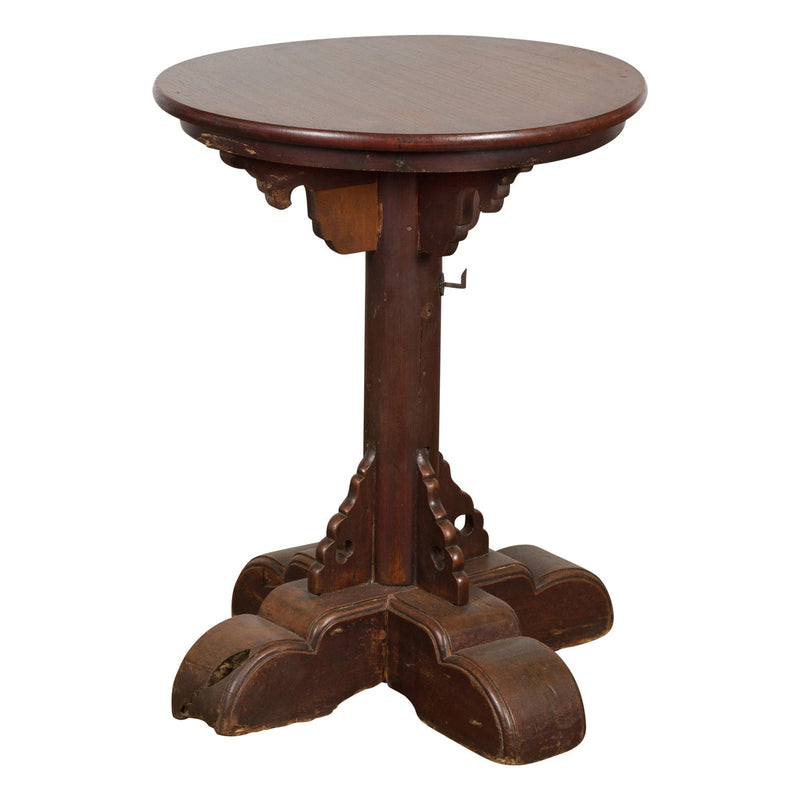 Small Antique Pedestal End Table with Round Top-YN7627-2. Asian & Chinese Furniture, Art, Antiques, Vintage Home Décor for sale at FEA Home