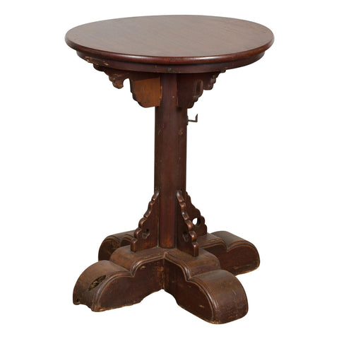 Small Antique Pedestal End Table with Round Top-YN7627-2. Asian & Chinese Furniture, Art, Antiques, Vintage Home Décor for sale at FEA Home