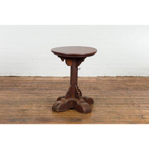 Small Antique Pedestal End Table with Round Top-YN7627-4. Asian & Chinese Furniture, Art, Antiques, Vintage Home Décor for sale at FEA Home