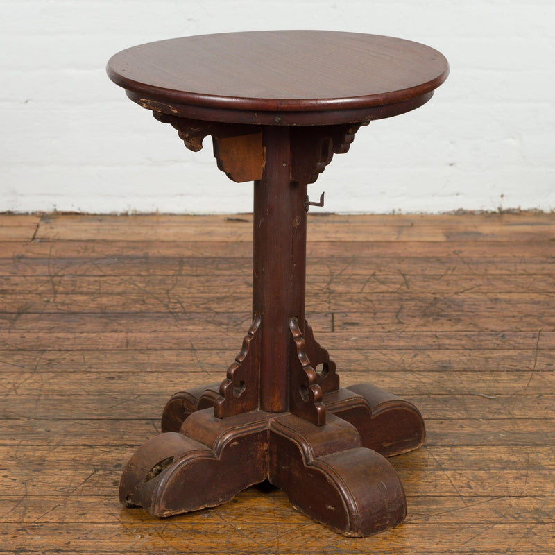 Small Antique Pedestal End Table with Round Top-YN7627-5. Asian & Chinese Furniture, Art, Antiques, Vintage Home Décor for sale at FEA Home