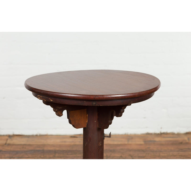 Small Antique Pedestal End Table with Round Top-YN7627-6. Asian & Chinese Furniture, Art, Antiques, Vintage Home Décor for sale at FEA Home