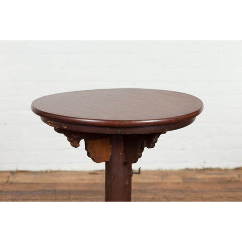 Small Antique Pedestal End Table with Round Top-YN7627-6. Asian & Chinese Furniture, Art, Antiques, Vintage Home Décor for sale at FEA Home