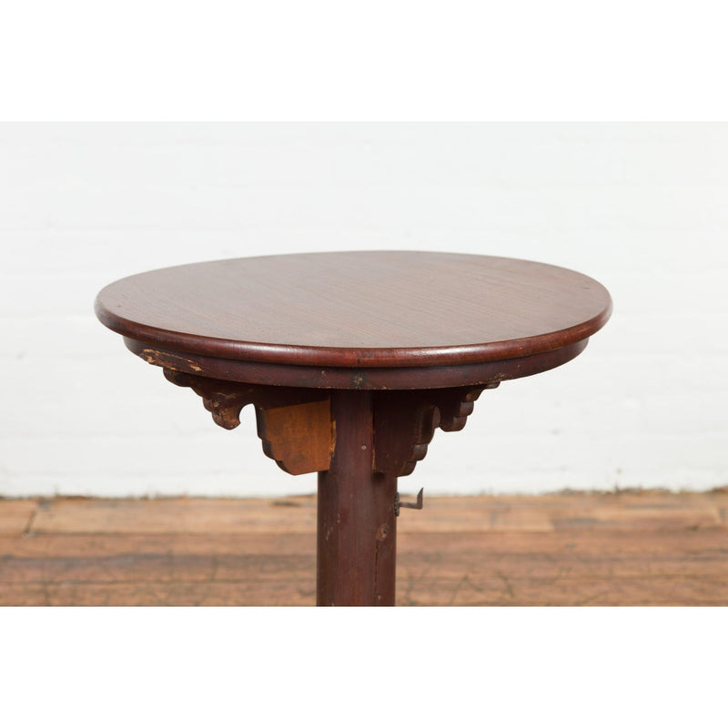 Small Antique Pedestal End Table with Round Top-YN7627-8. Asian & Chinese Furniture, Art, Antiques, Vintage Home Décor for sale at FEA Home