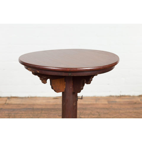 Small Antique Pedestal End Table with Round Top-YN7627-8. Asian & Chinese Furniture, Art, Antiques, Vintage Home Décor for sale at FEA Home