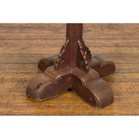 Small Antique Pedestal End Table with Round Top