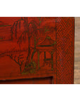 Chinese Qing Dynasty Period Red Lacquer Bedside Cabinet with Hand-Painted Décor-13. Asian & Chinese Furniture, Art, Antiques, Vintage Home Décor for sale at FEA Home
