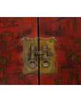 Chinese Qing Dynasty Period Red Lacquer Bedside Cabinet with Hand-Painted Décor-7. Asian & Chinese Furniture, Art, Antiques, Vintage Home Décor for sale at FEA Home