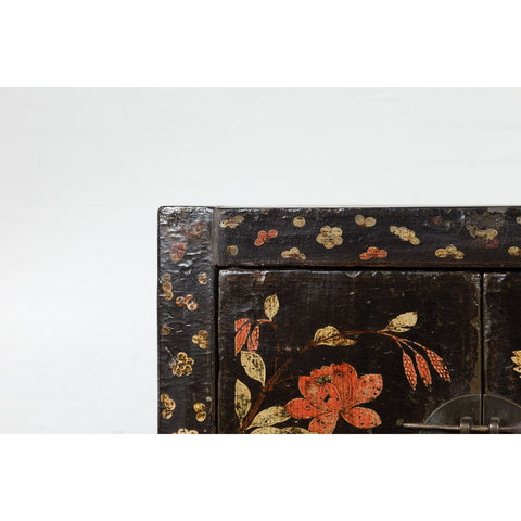 Chinese Late Qing Dynasty Lacquered Bedside Cabinet with Hand Painted Décor-YN7634-11. Asian & Chinese Furniture, Art, Antiques, Vintage Home Décor for sale at FEA Home