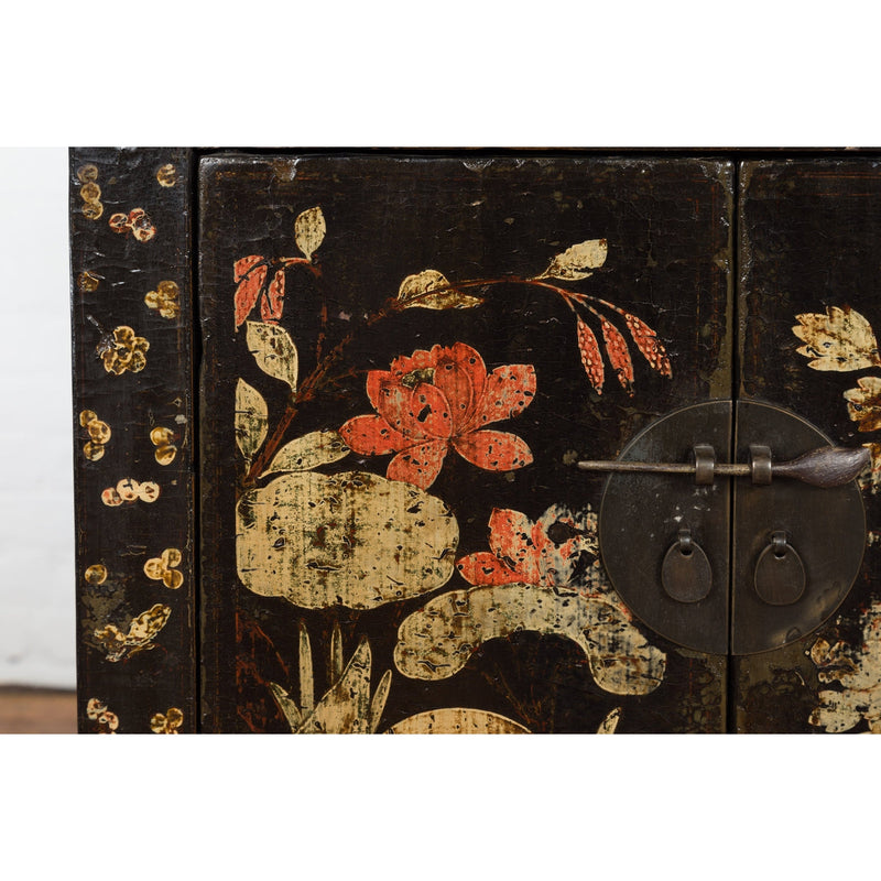 Chinese Late Qing Dynasty Lacquered Bedside Cabinet with Hand Painted Décor-YN7634-13. Asian & Chinese Furniture, Art, Antiques, Vintage Home Décor for sale at FEA Home