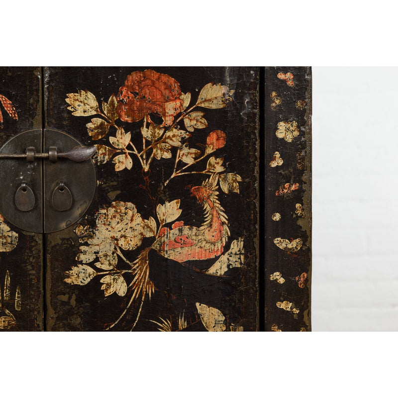 Chinese Late Qing Dynasty Lacquered Bedside Cabinet with Hand Painted Décor-YN7634-14. Asian & Chinese Furniture, Art, Antiques, Vintage Home Décor for sale at FEA Home